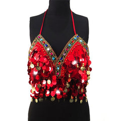 Sequin Rhinestone Bra Women Tee Gothic Blusas Corset Ladies Shirt Camis Party Woman Clothes y2k Crop Tops Ropa Club Tank Top