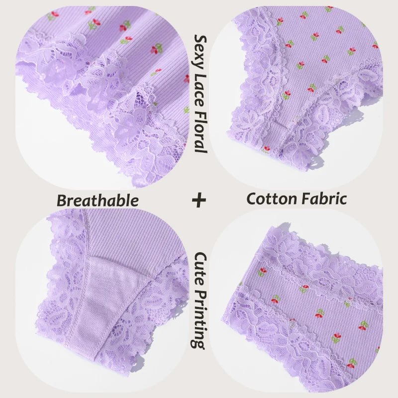 Brielle Floral Lace Bikini Panty Pack Lingerie 3-piece