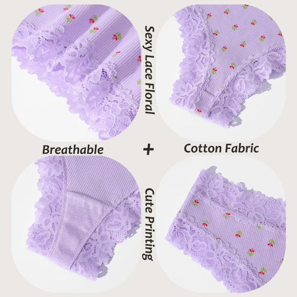 Brielle Floral Lace Bikini Panty Pack Lingerie 3-piece
