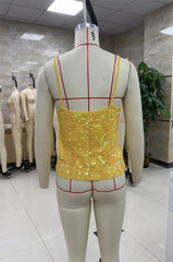 Sienna Sunshine Sequin Spaghetti Strap Party Top
