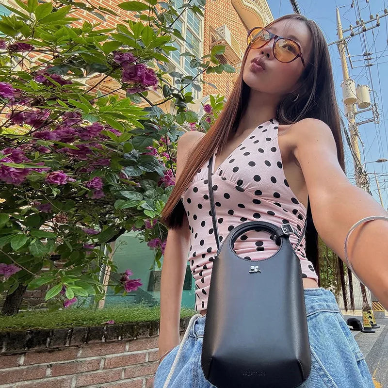 Sophie Mocha Polka Dot Halter Top