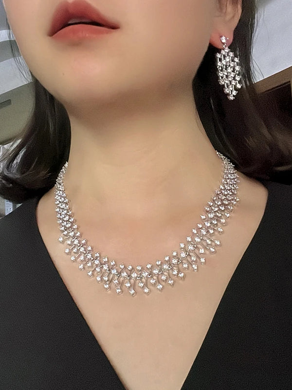 Mireya Water-Drop Crystal Choker & Earring Jewelry Set
