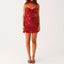 hirigin Sequin Beaded Cami Mini Dress Sexy Front V Neckline Sleeveless Short Dresses for Women Backless Criss Cross Straps Dress