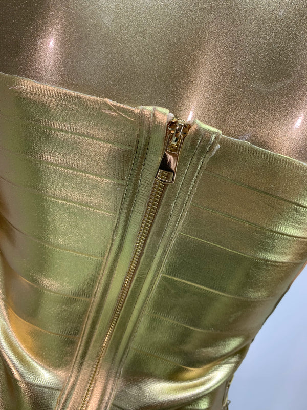 Women Summer Sexy Lacing Bronzing Gold Silver Bodycon Bandage Tops Celebrity Designer Fashion High Street Top