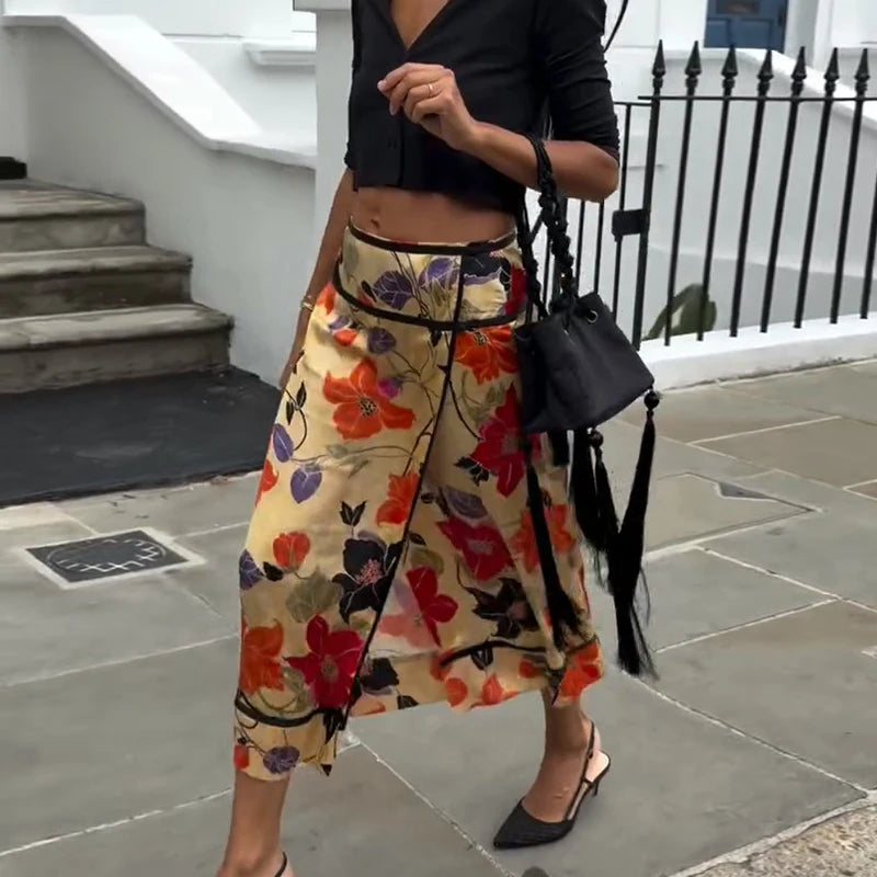 Romy Floral Satin Maxi Skirt One-piece