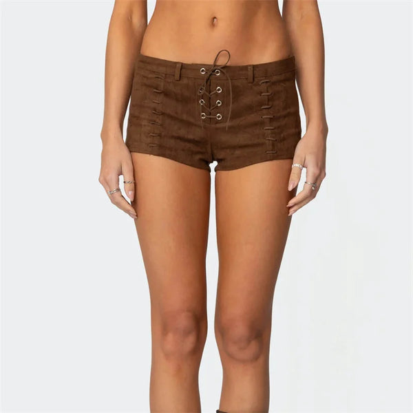 Saskia Side-Lace Low-Rise Mini Shorts One-piece
