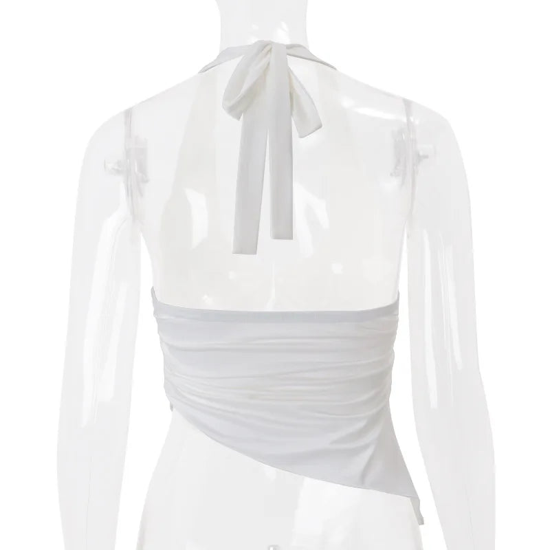 Isabella Halo Ruched Halter Sleeveless One-piece Top