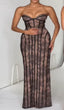 Zenobia Striped Floral Strapless Corset Backless Dress