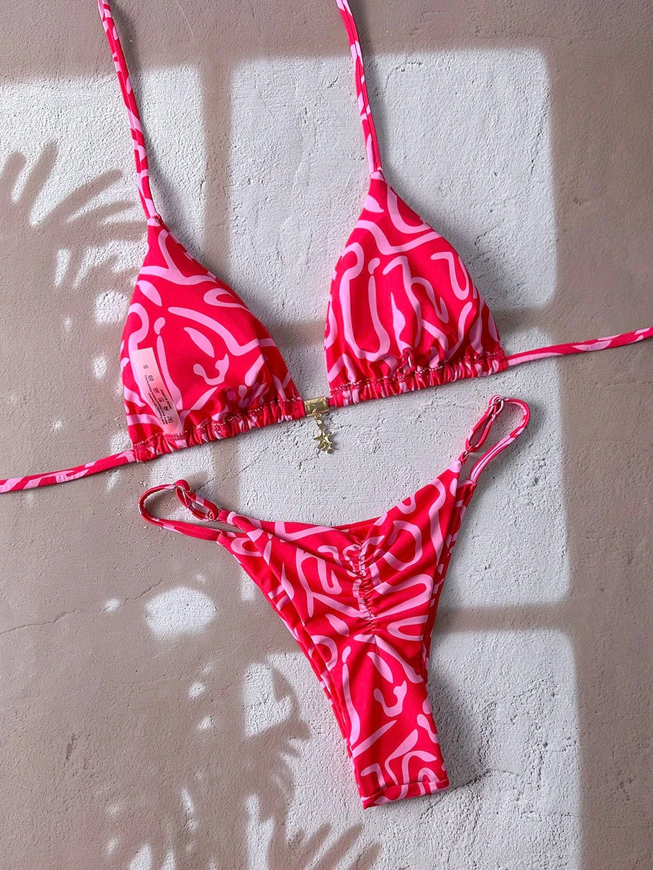 Bella Leopard Print Triangle Bikini Set