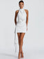 Amelie Ribbon Halter Pleated Mini Dress