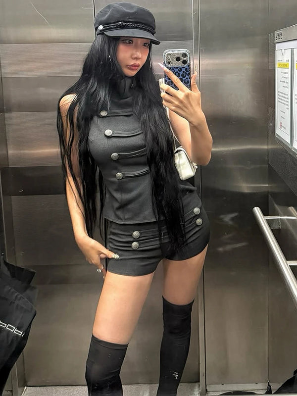 Rogue Buttoned Vest & Shorts Set Two-piece
