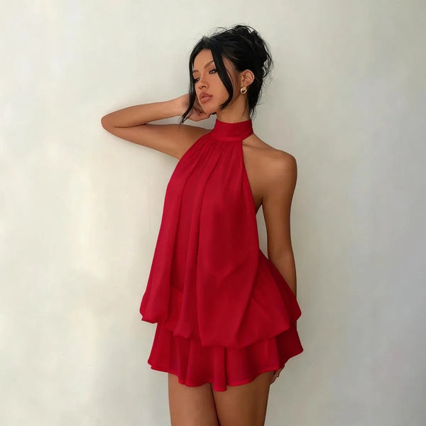 Elodie Sheer Chiffon Tie-Front Mini Dress