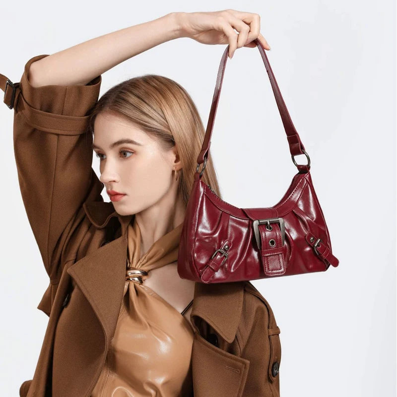 Y2K Retro Pleated Hobo Shoulder Bag for Women Hot Selling Maillard Style Underarm Bag Clutch Handbags for Travel Work Shopping