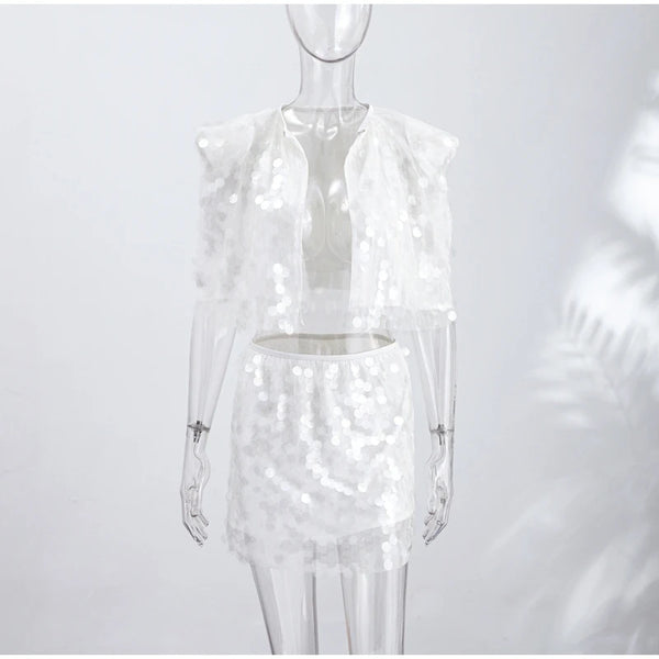 Seraphina Sequin Sheer Top & Mini Skirt Collection