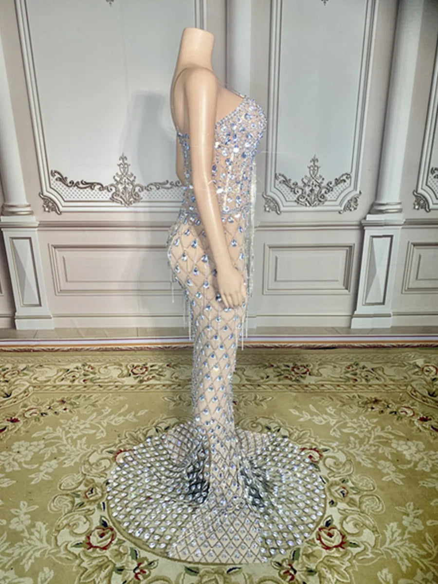 Leonie Crystal-Beaded Tulle Mermaid Maxi Gown Secondary image