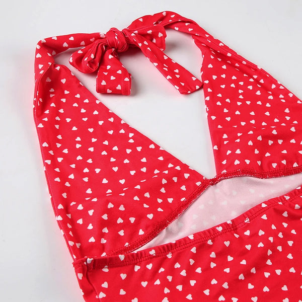 Dahlia Polka-Dot Halter Crop Top One-piece