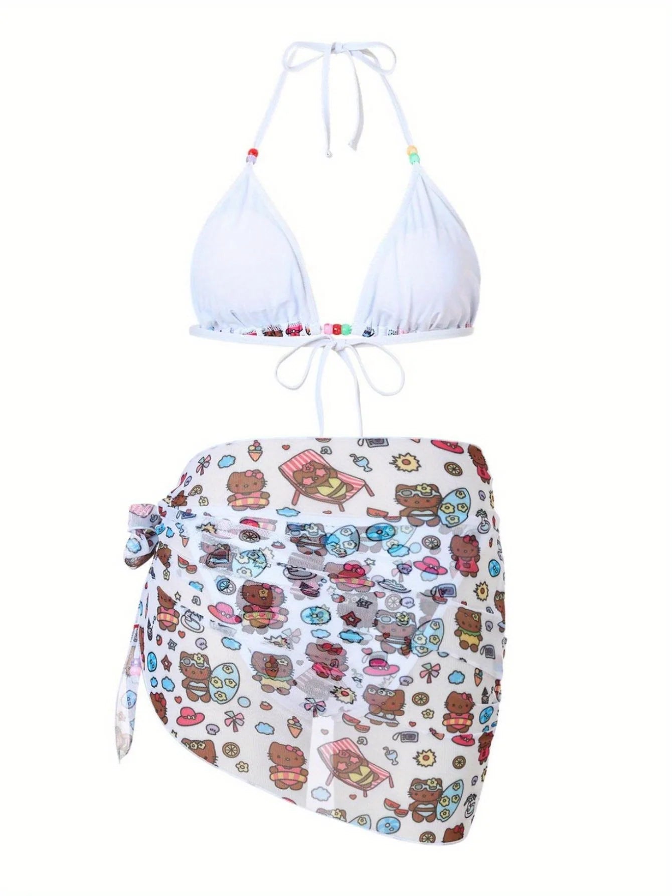 Mimi Cartoon Cat Bikini Three-piece