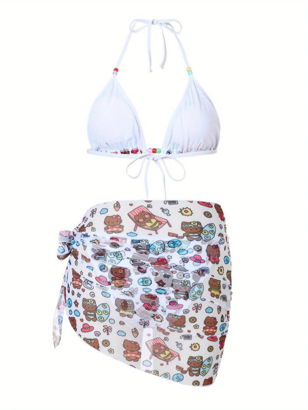 Mimi Cartoon Cat Bikini Three-piece