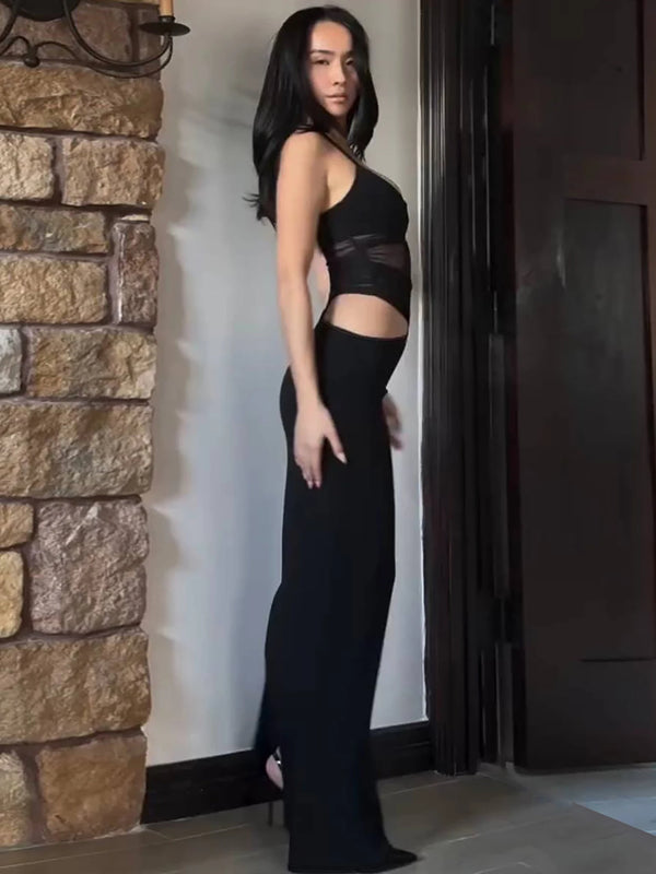 Nocturne Sheer-Mesh Cami Bodycon Maxi Dress