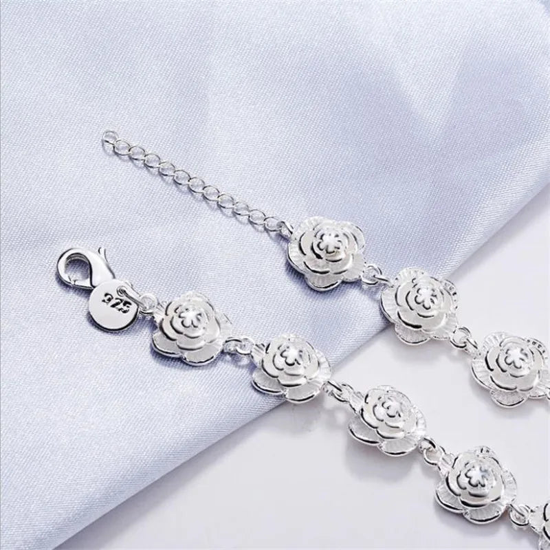 925 Sterling Silver Bracelets for Women elegant flowers Chain Fashion classic Wedding Party Christmas Gifts fine Jewelry Secondary image