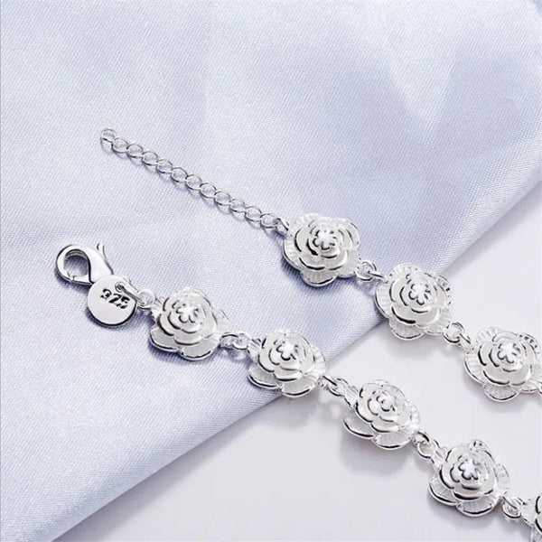 925 Sterling Silver Bracelets for Women elegant flowers Chain Fashion classic Wedding Party Christmas Gifts fine Jewelry