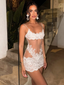 Giulietta Sheer Floral Lace Mesh Cami Lingerie Mini Dress