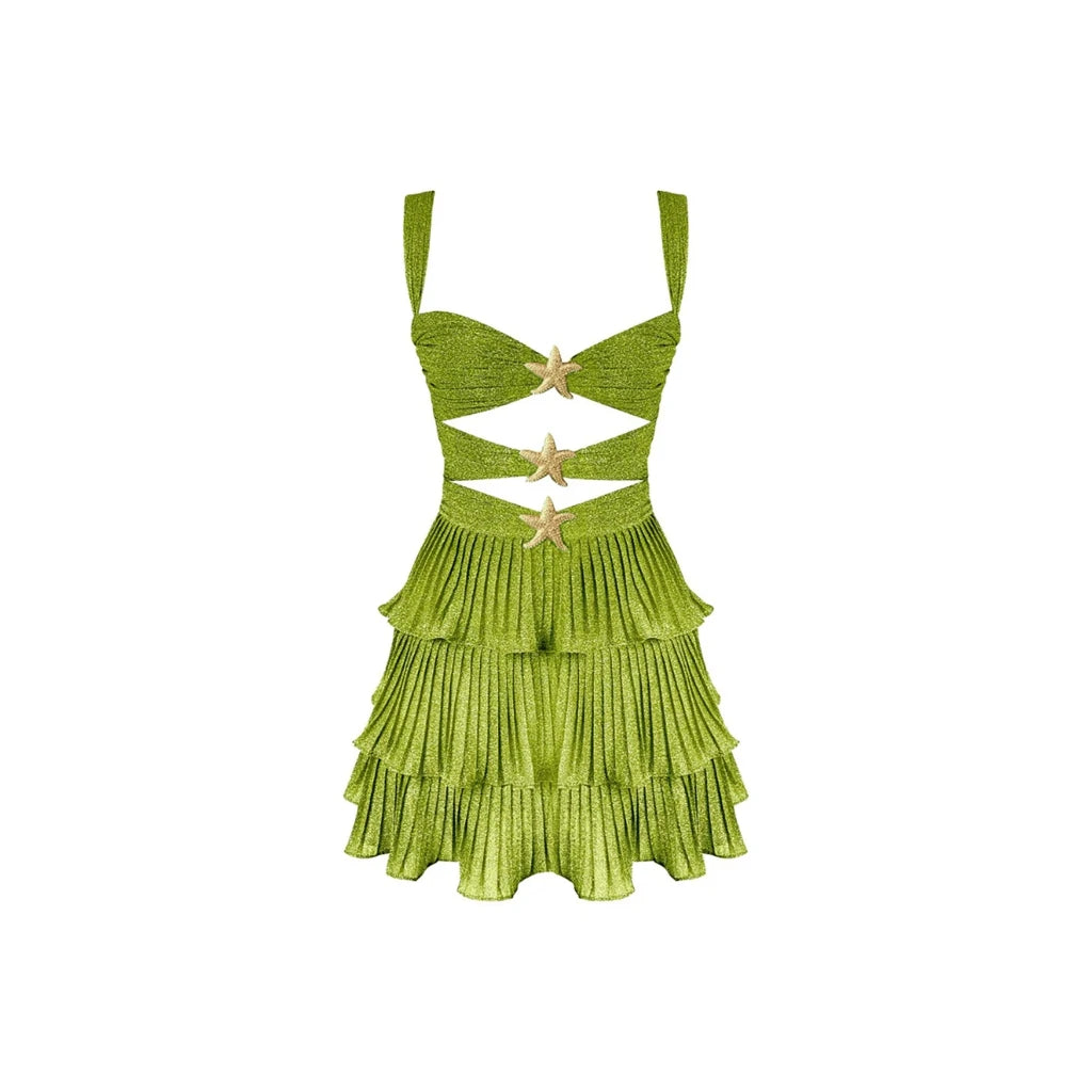 Marina Starfish Off-Shoulder Ruffle Mini Dress