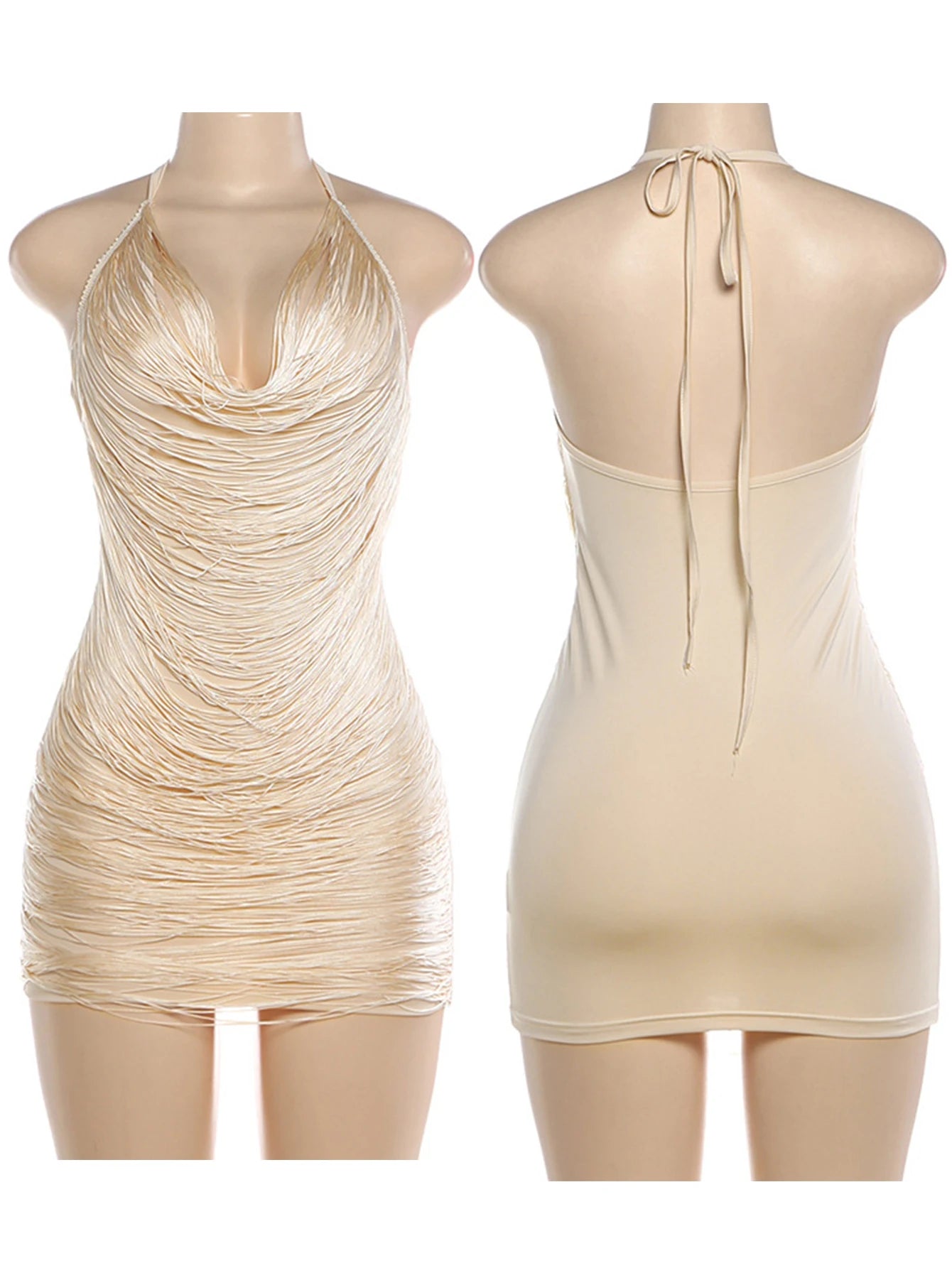 Davina Tassel Backless Bodycon Mini Dress