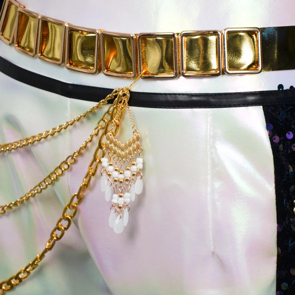 Aurelia Sequin Gold-Trim Idol Stage Costume Set (Kids' Sizes 110-150)