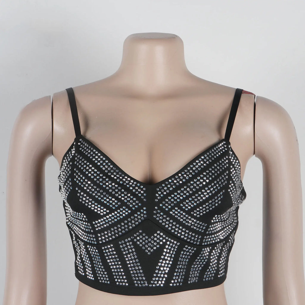 Reina Rhinestone Crop Top & Mini Skirt Two-piece