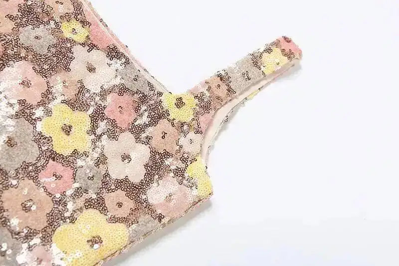 Townlike Floral Sequin bodycon mini dress