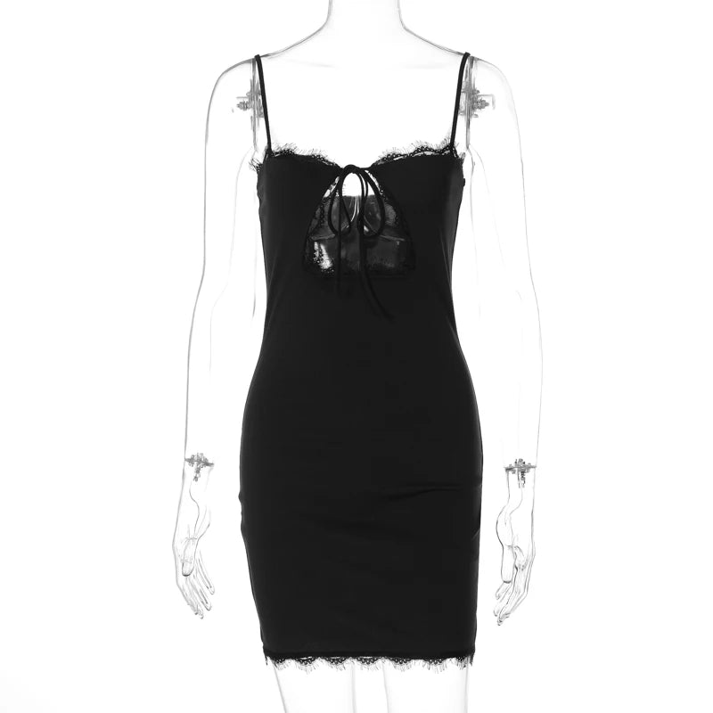 Onyx Lace-Up Backless Bodycon Mini Dress