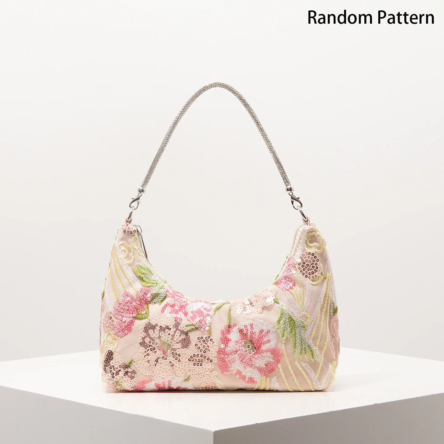 Shoulder Bag,Floral Pop,Sequin Bag,Embroidery,Gala Night,Party Outfits,Prom Bag,Wedding Items,Elegante,Valentine,Random Pattern