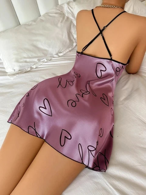 Cora Heart-Print Sleep Dress One-piece