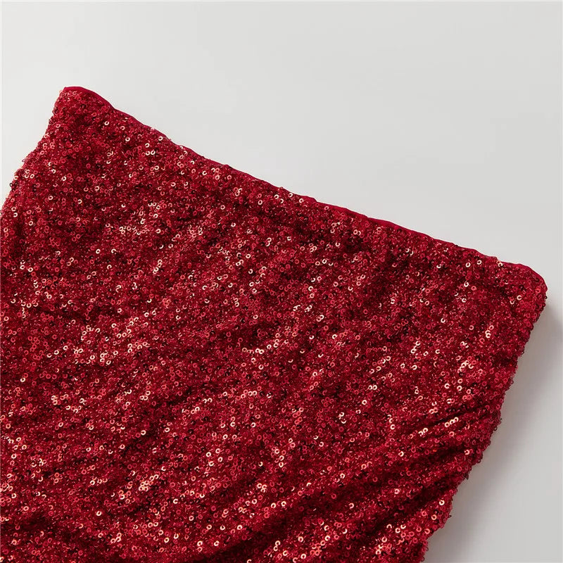 Wynonna Sequin Halter Cowl Crop Top & Mini Skirt Set