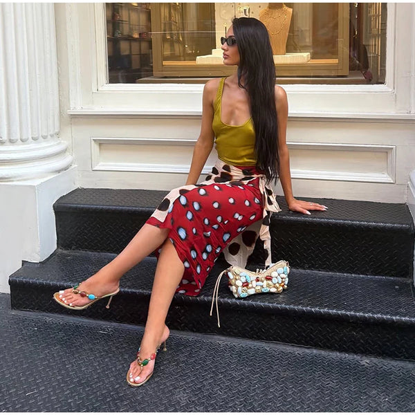 Marlowe Animal Print Wrap Midi Skirt One-piece