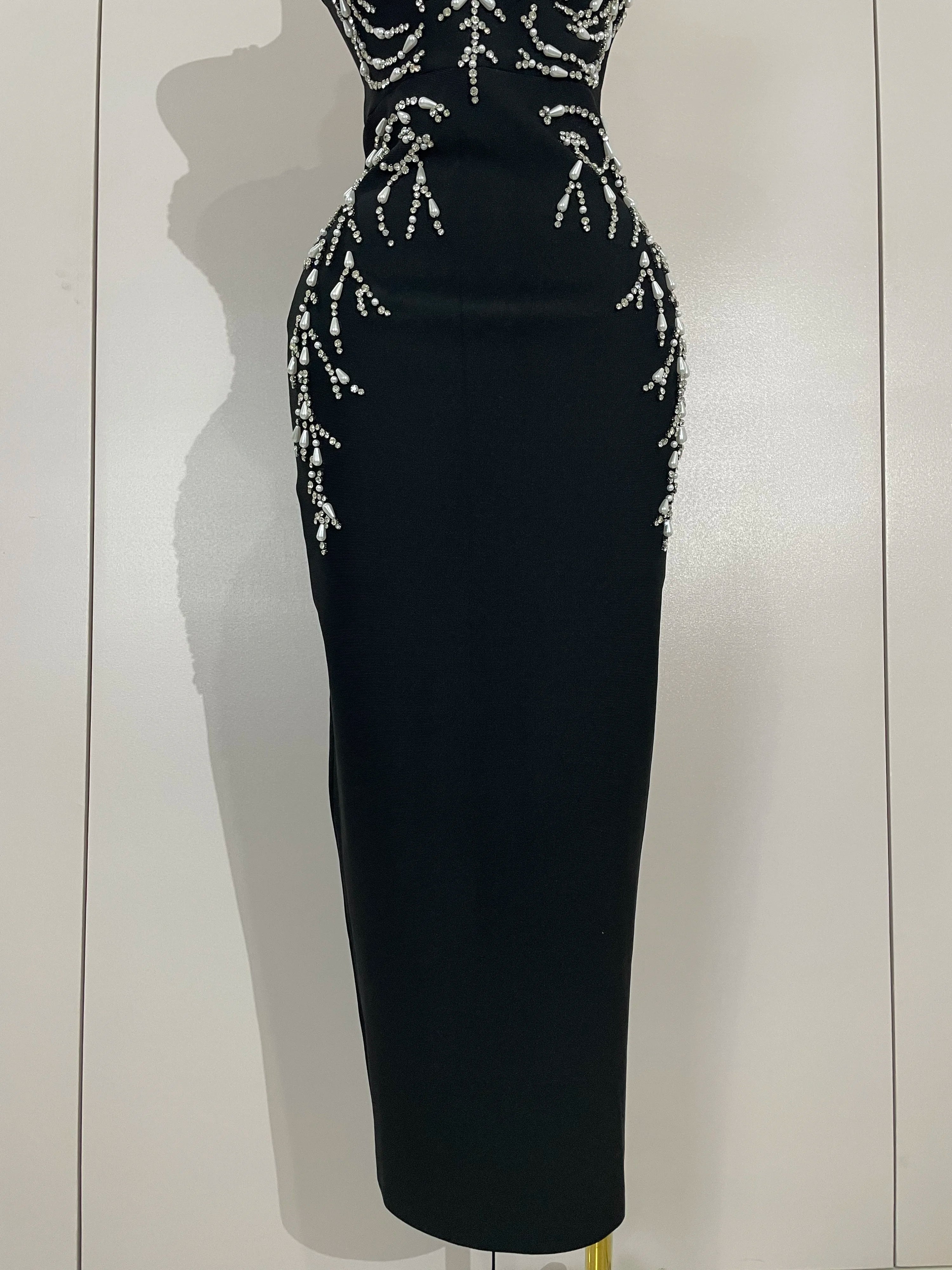 Primrose Beaded Backless Bandage Maxi Dress