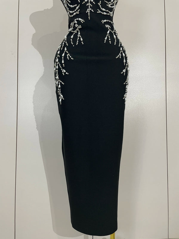 Primrose Beaded Backless Bandage Maxi Dress
