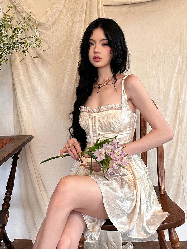 Aria Lace Corset Ruffle Mini Dress One-piece