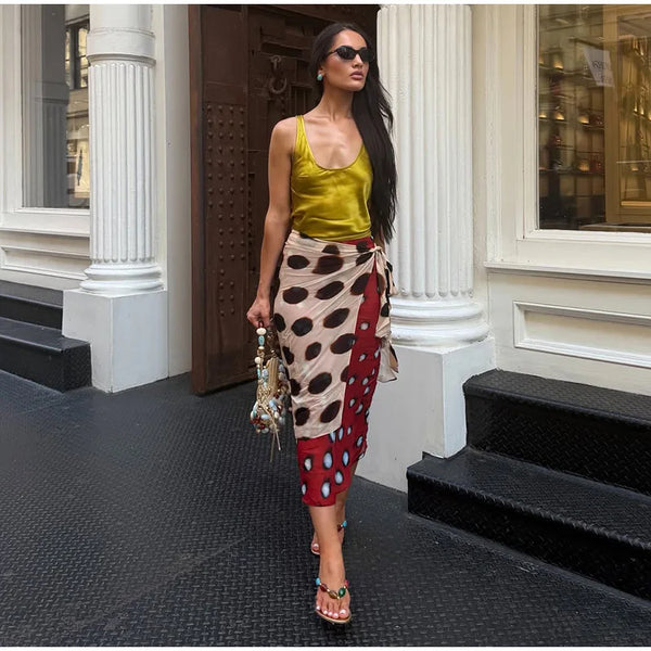 Marlowe Animal Print Wrap Midi Skirt One-piece