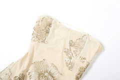 Isabella Spaghetti Strap Floral Embroidered Bodycon Maxi Dress