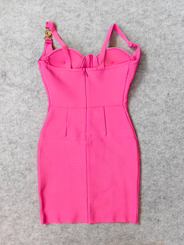 Alina Hot-Pink Bandage Mini Dress