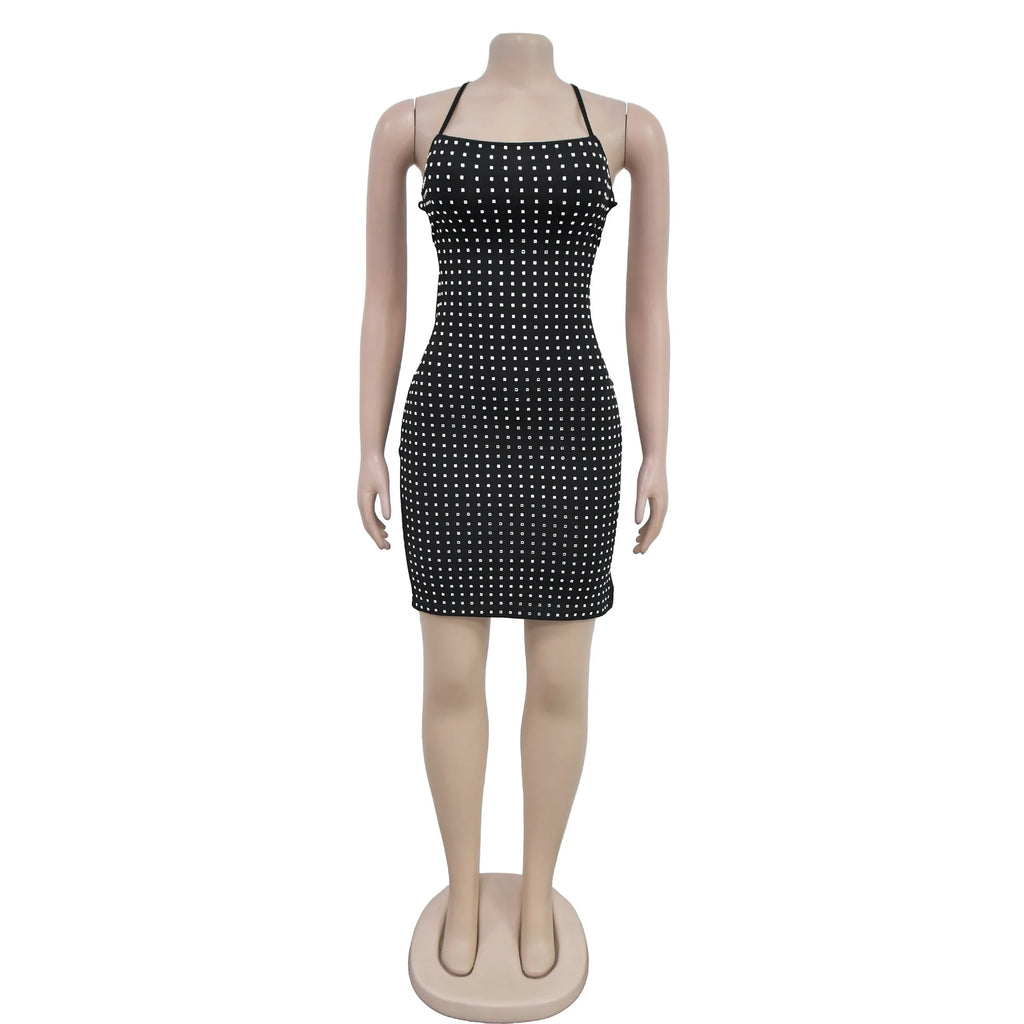 Jessamine Rhinestone Backless Bodycon Mini Dress