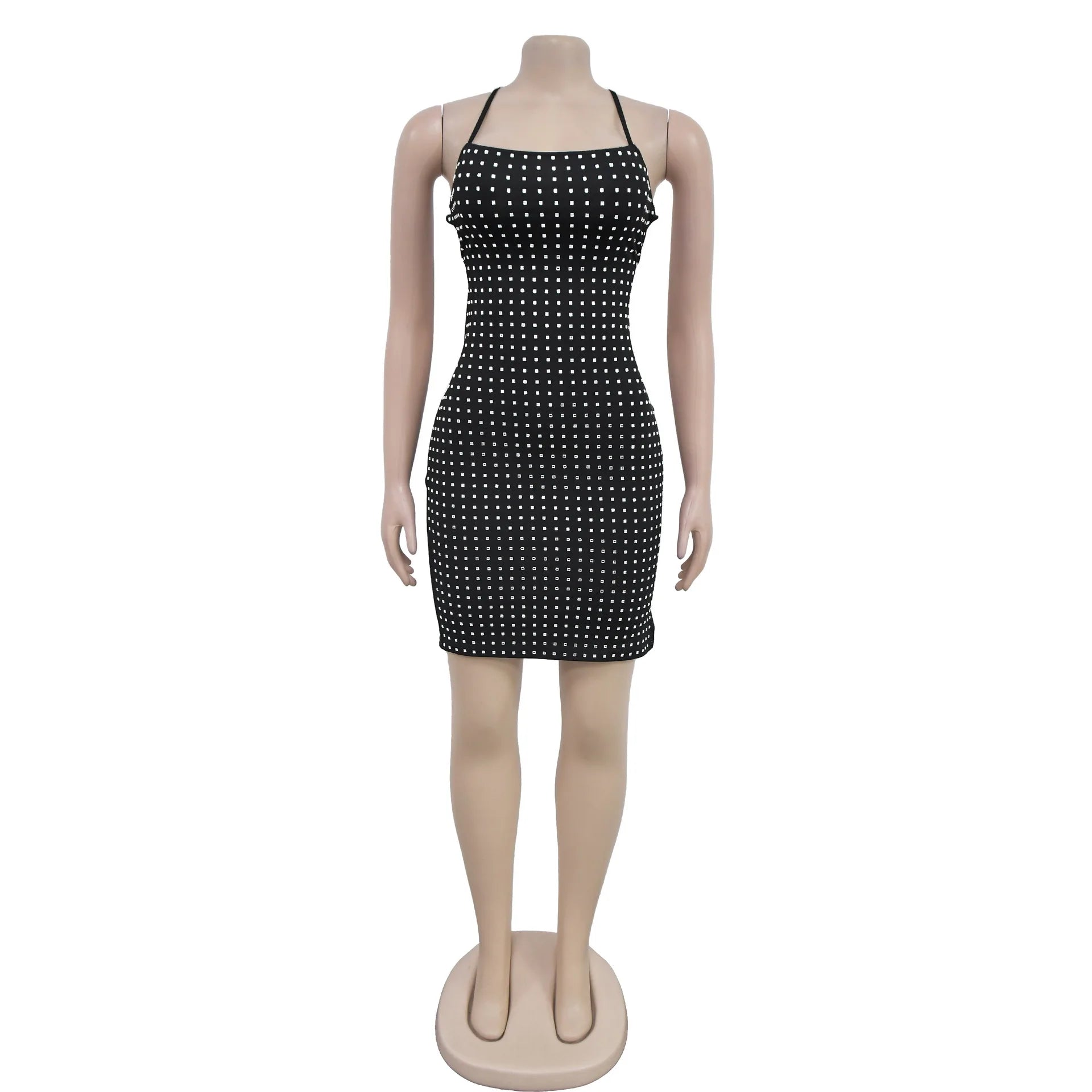 Jessamine Rhinestone Backless Bodycon Mini Dress