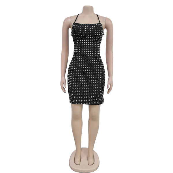 Jessamine Rhinestone Backless Bodycon Mini Dress