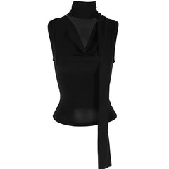 Cecelia Soft Whisper Ruched Draped Sleeveless Scarf Top One-piece