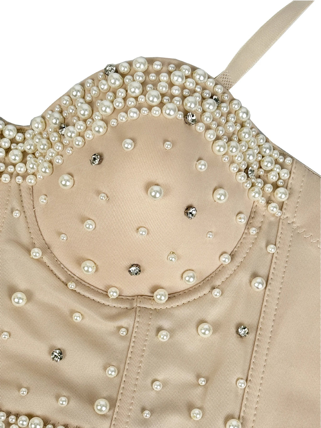 Sexy pearl rhinestone corset crop top women summer club party tops for woman clothes cropped halter tank top hotwife streetwear