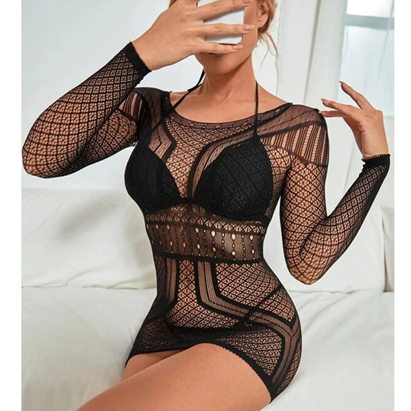 Obsidian Web Fishnet Mesh Lingerie