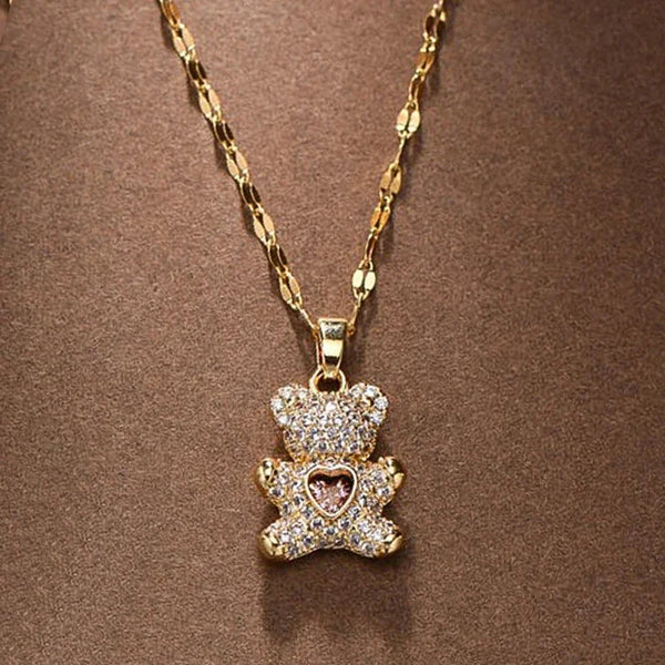 Teddy Crystal Bear Pendant Necklace