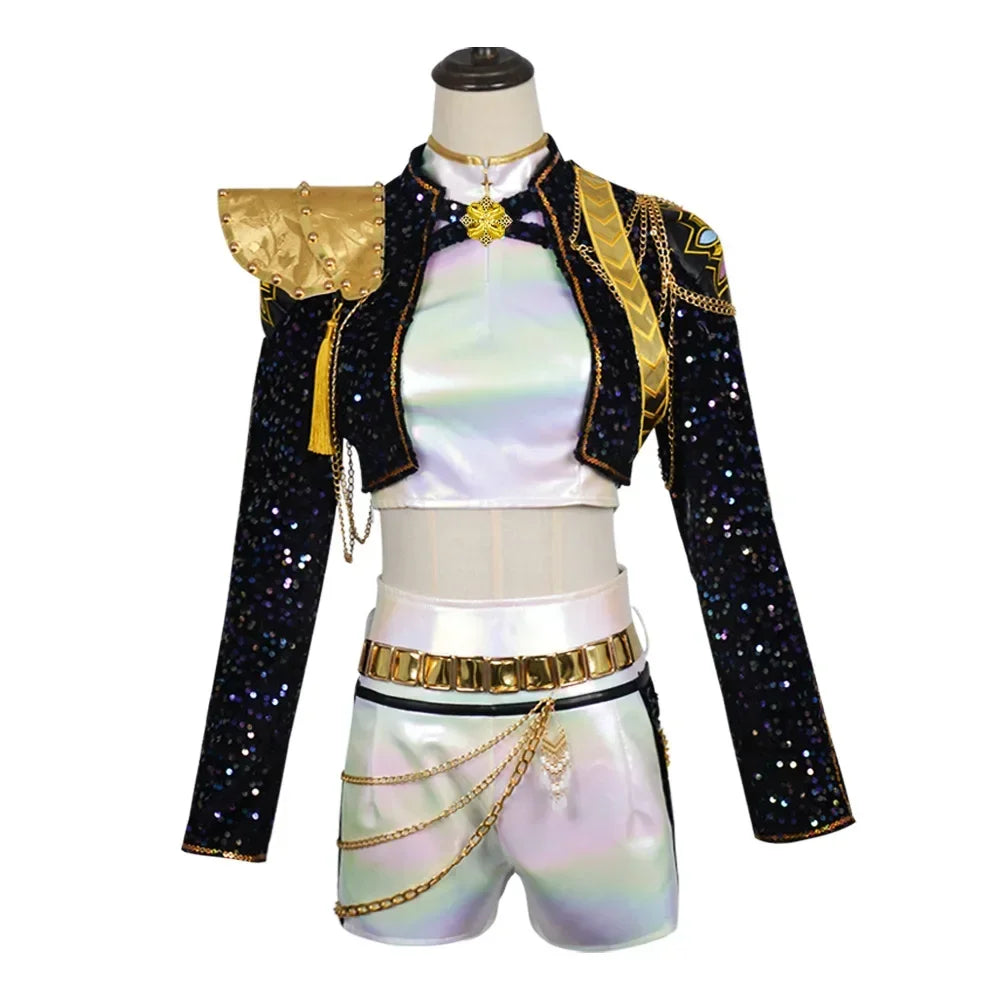 Aurelia Sequin Gold-Trim Idol Stage Costume Set (Kids' Sizes 110-150)